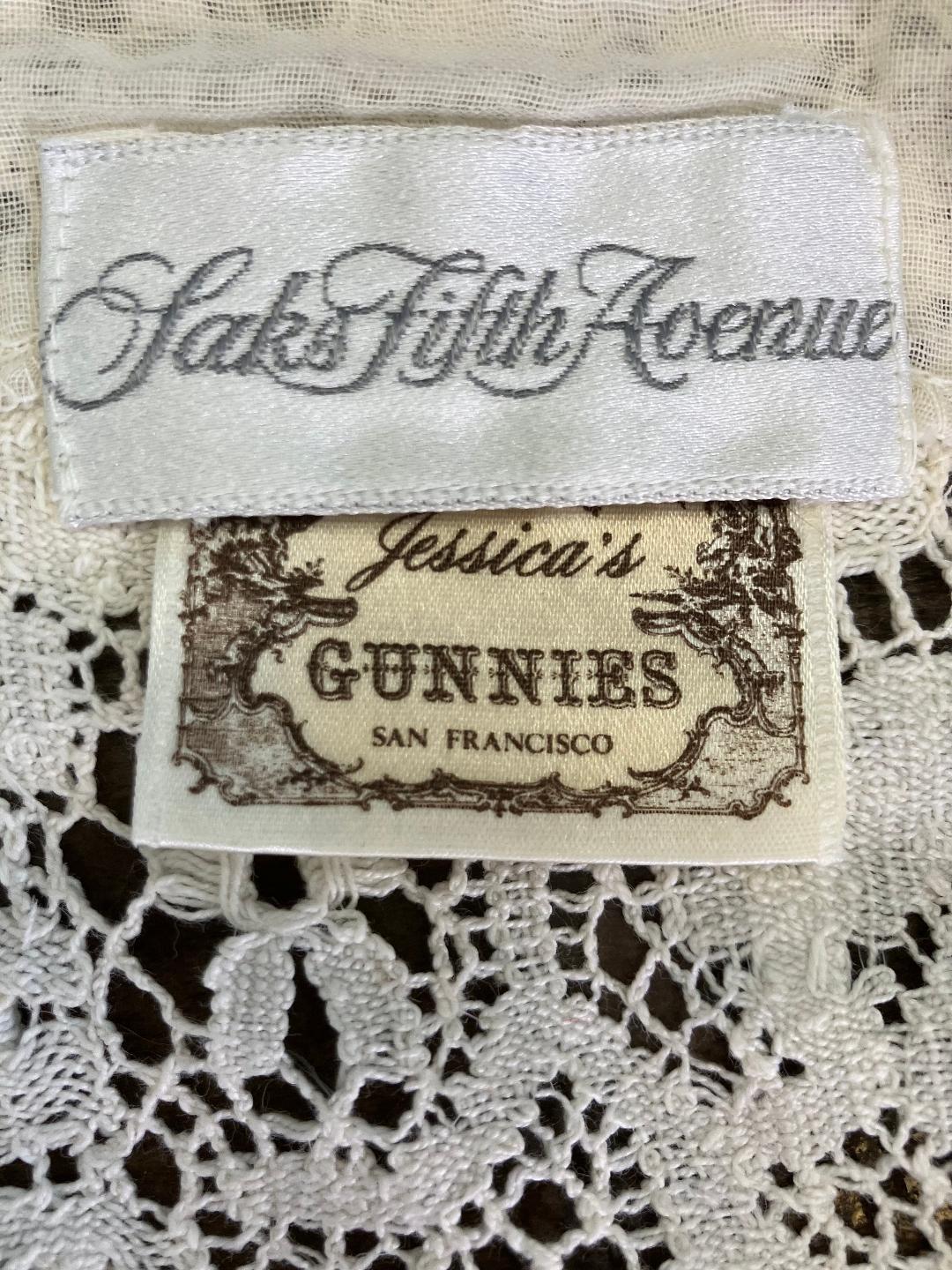 70's Vintage Gunne Sax Saks Fifth Ave Ivory Lace Peplum Prairie Blouse Top