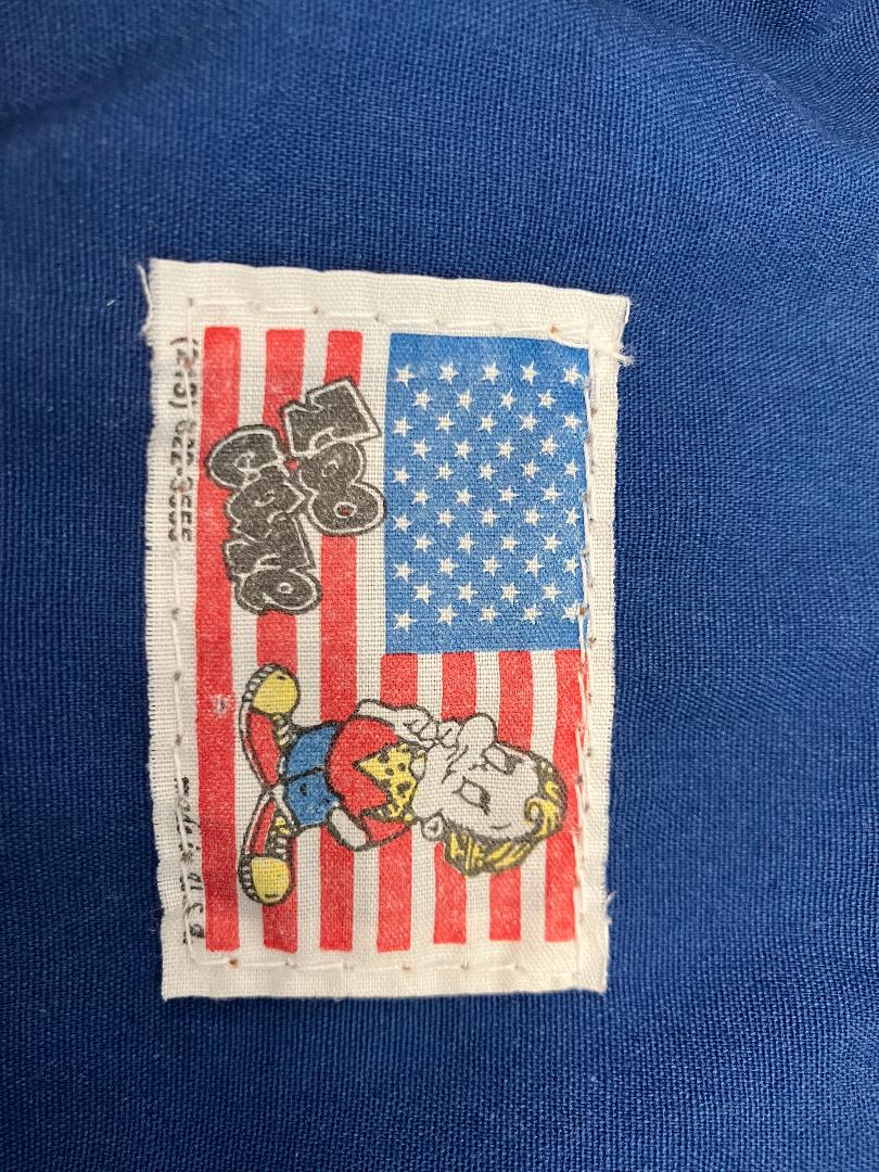 90's Vintage Too Cute Guetta Brothers x Disney Mickey Mouse Big Wave Rainbow Terry Denim Jean Bomber Jacket