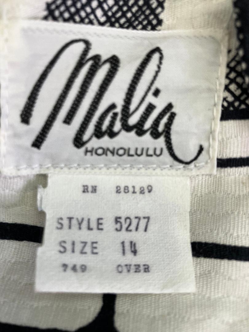 70's Vintage Malia Honolulu Black White Check Red Green Strawberries Apple Daisies Hawaiian Maxi Sundress Dress
