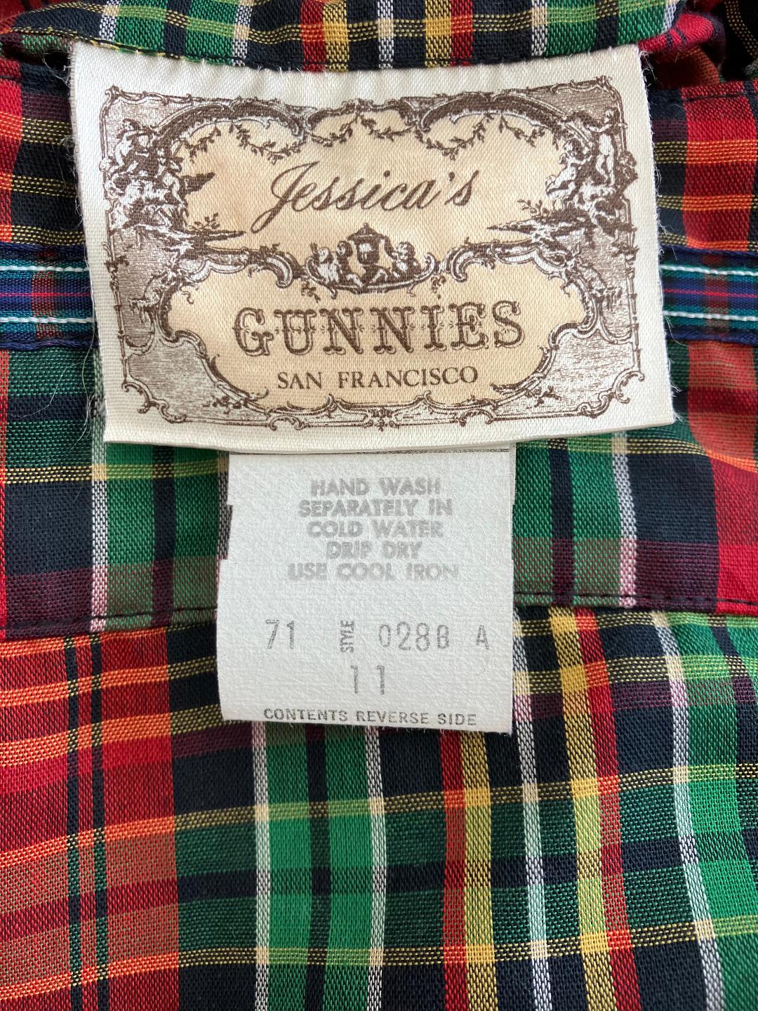 70's Vintage Gunne Sax Jessica's Gunnies Red Green Yellow Plaid Calico Prairie Maxi Skirt 11