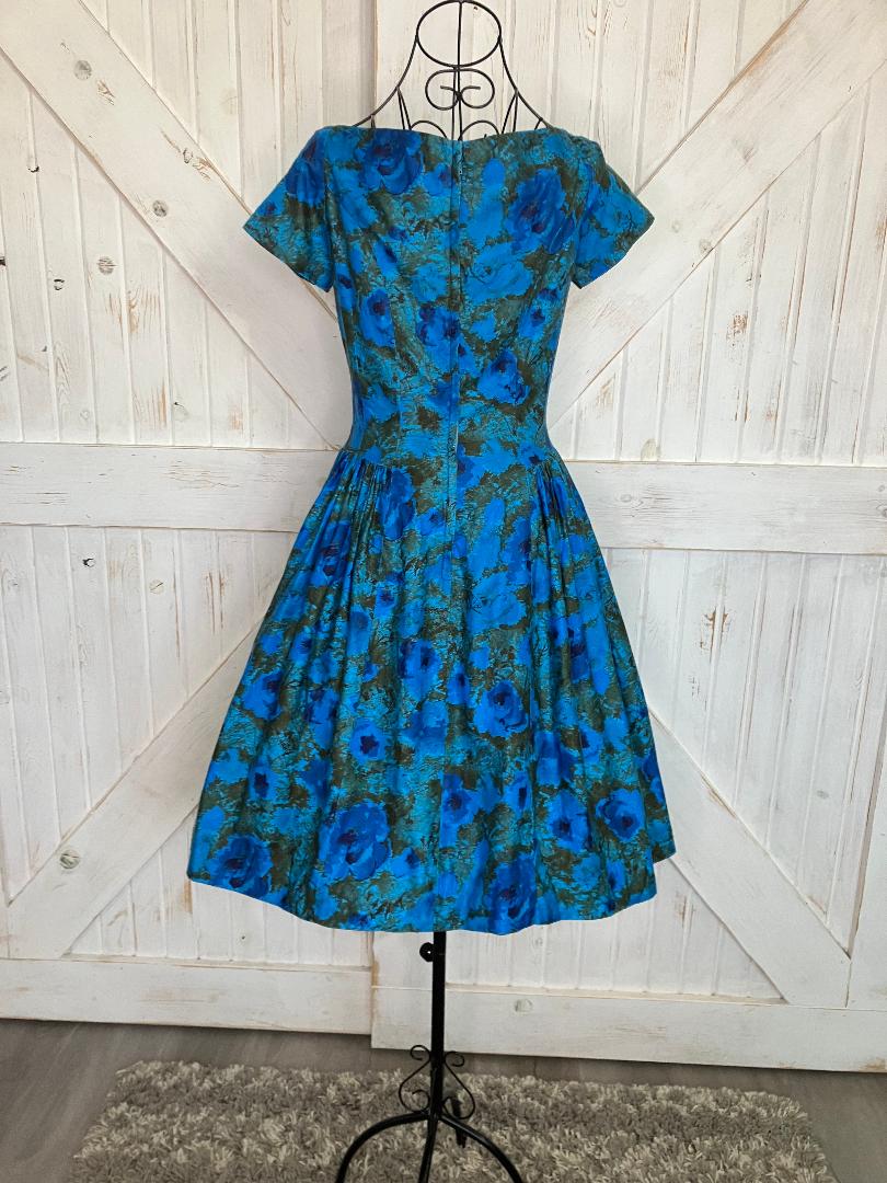 50's Vintage Bloomfield Connie Chase Teal Blue Green Black Dapper Pin Up Rockabilly Lucy Dress