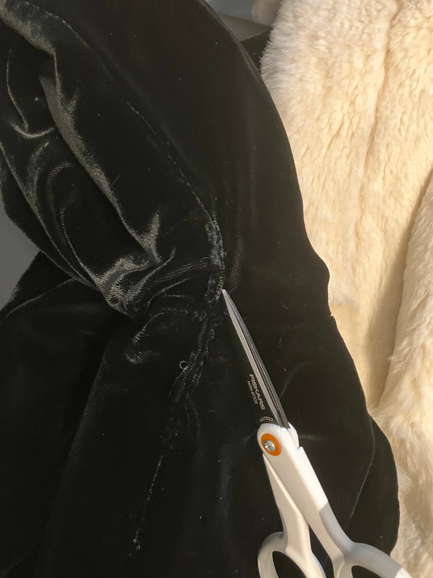 20's Vintage Antique Jazz Age Design Decade Carson Pirie Scott & Co Black Velvet White Fur Opera Maxi Coat Jacket *FLAWS