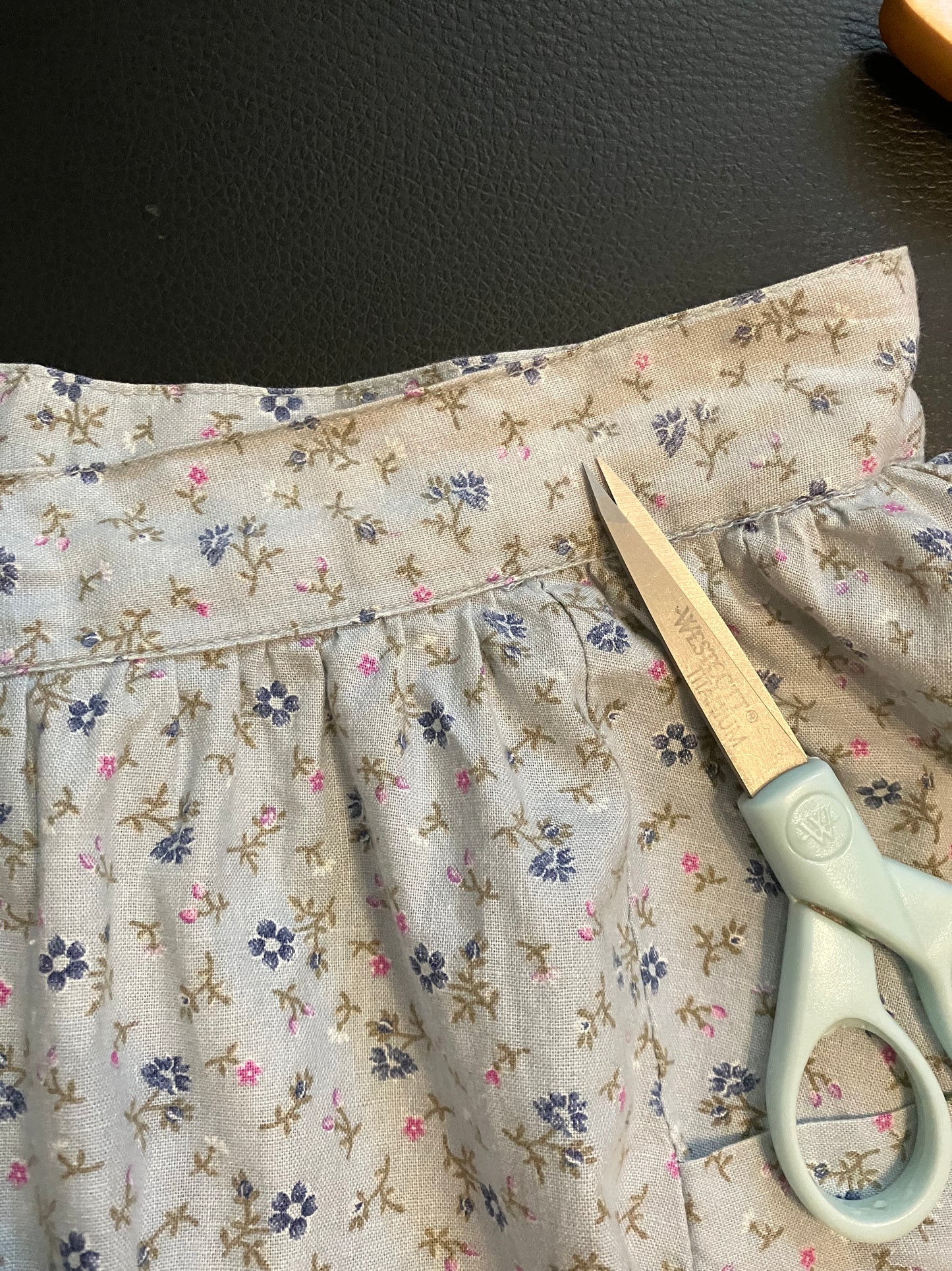 70's Vintage Gunne Sax Jessica's Gunnies Blue Pink White Calico Big Pocket Prairie Midi Skirt 13