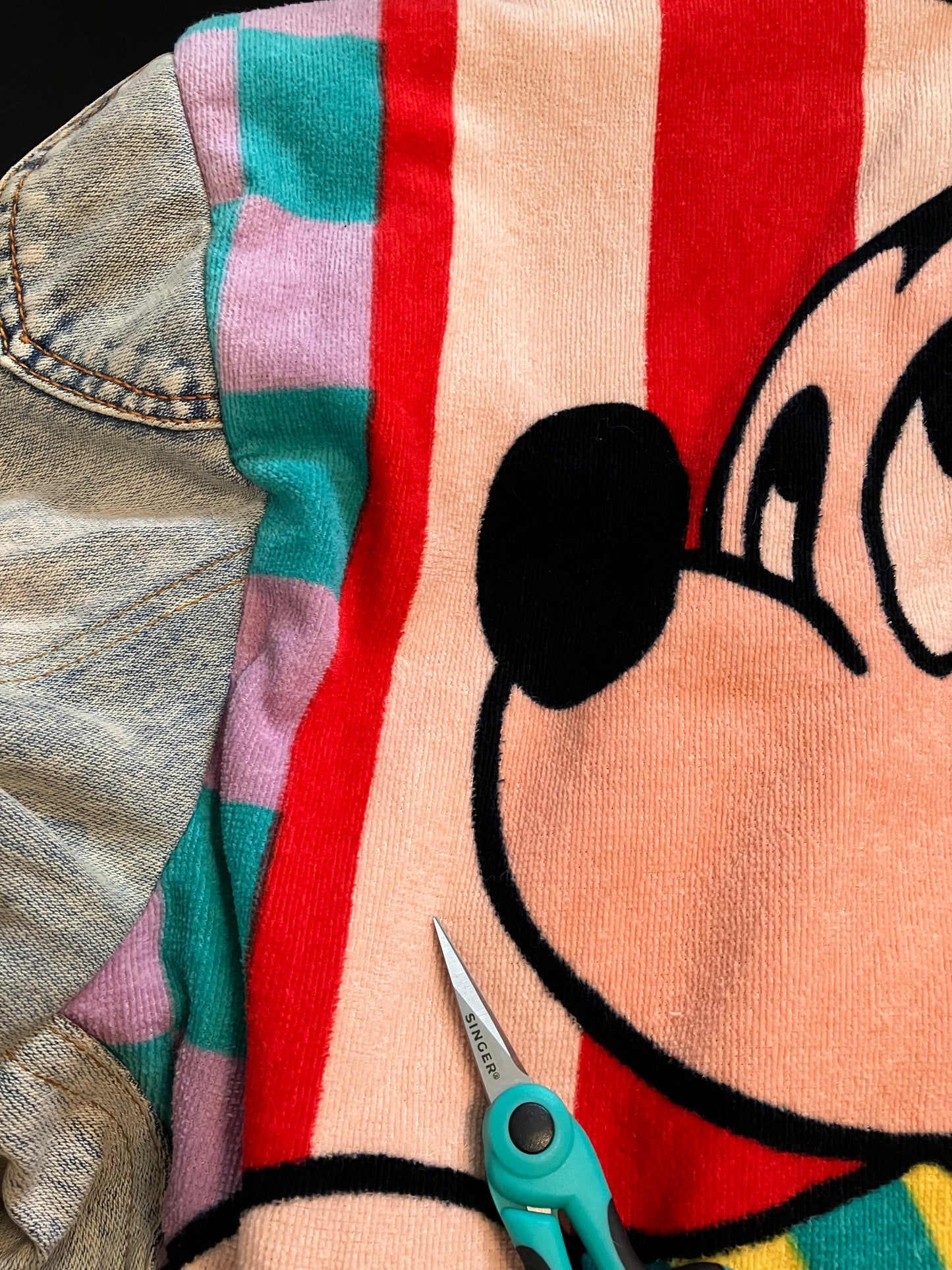 90's Vintage Too Cute x Disney Guetta Brothers Mickey Minnie Mouse Denim Terry Bomber Jacket Coat