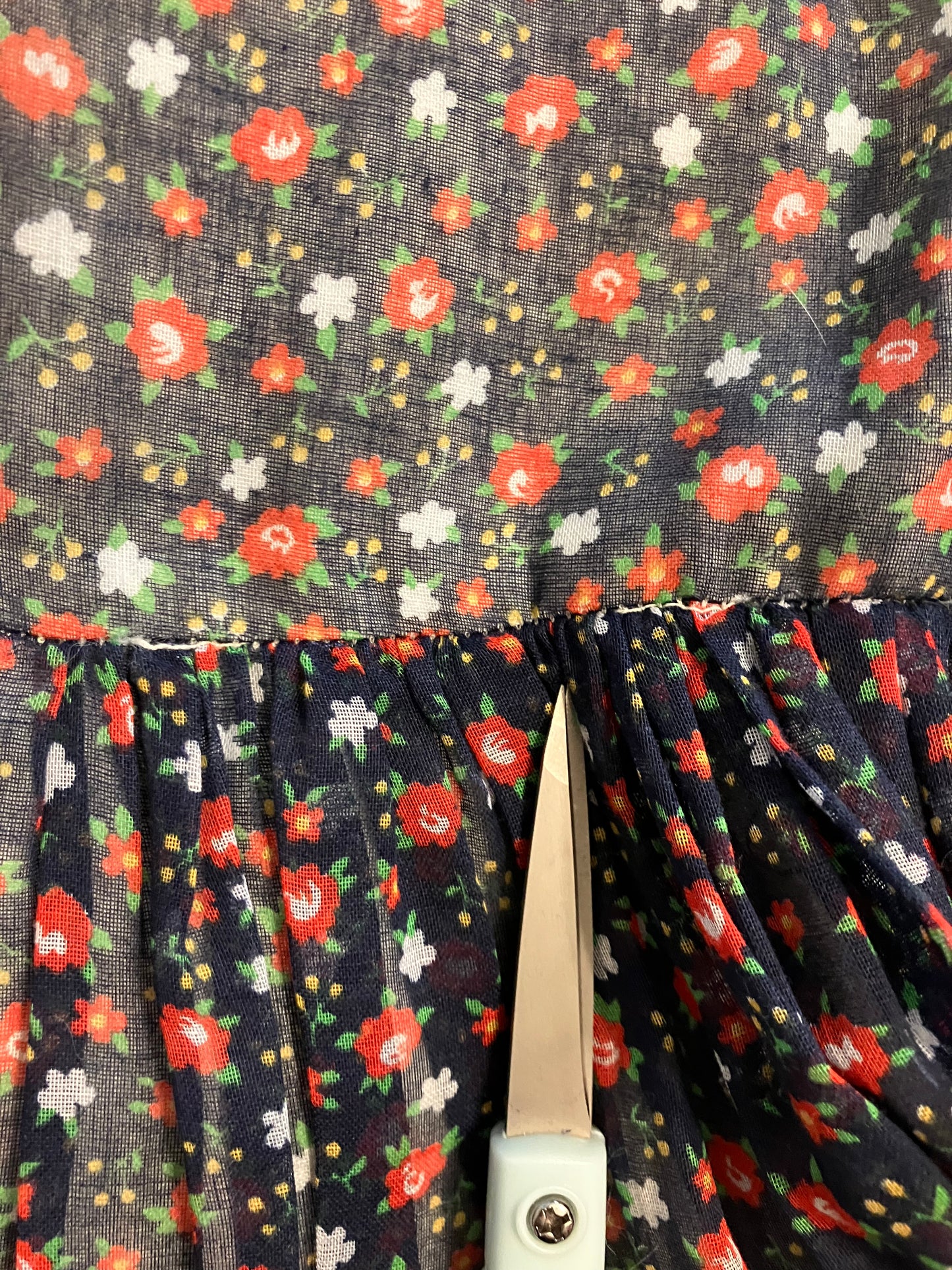 70's Vintage Gunne Sax Blue Red White Green Calico Pioneer Woman Prairie Western Maxi Dress 7