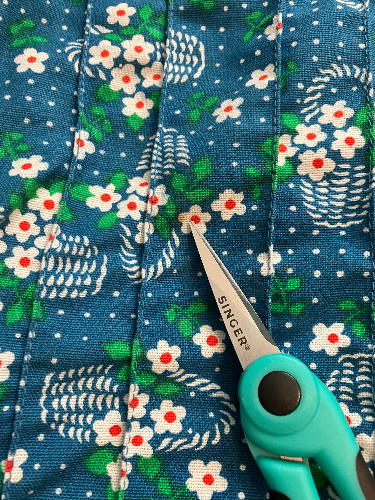70's Vintage Malia Honolulu Teal Blue Green Red White Polka Dot Calico Hawaiian Sundress Dress