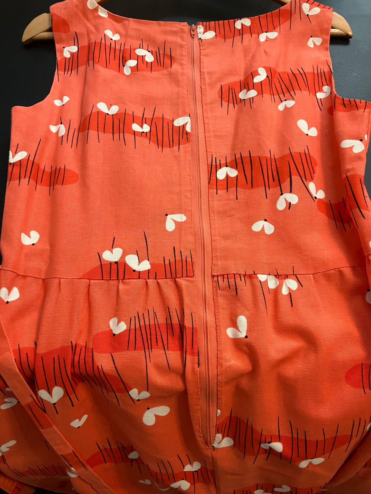 70's Vintage Malia Honolulu Liberty House Orange White Black Butterfly Hawaiian Midi Sundress Dress *ALTERED
