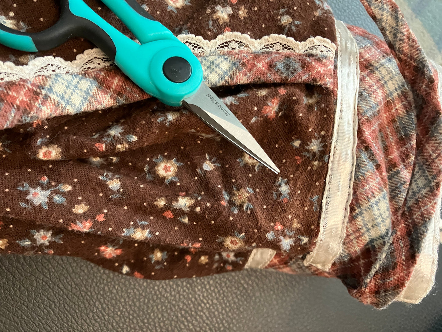 70's Vintage Gunne Sax Jessica's Gunnies Brown Calico Plaid White Polka Dot Flannel Prairie Midi Skirt 9