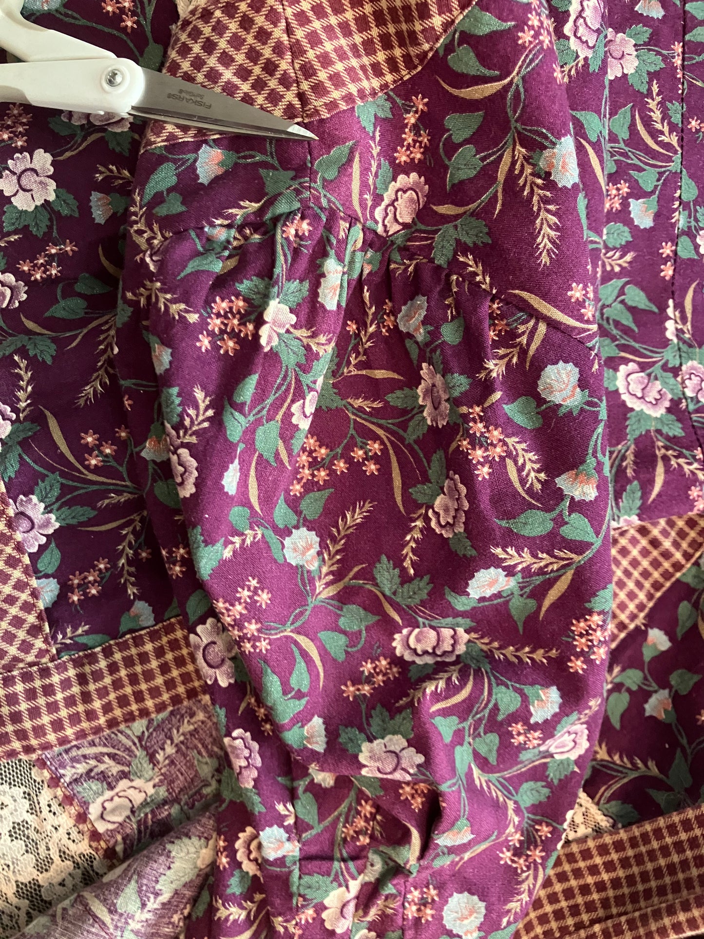 70's Vintage Gunne Sax Purple White Green Calico Prairie Midi Dress 7