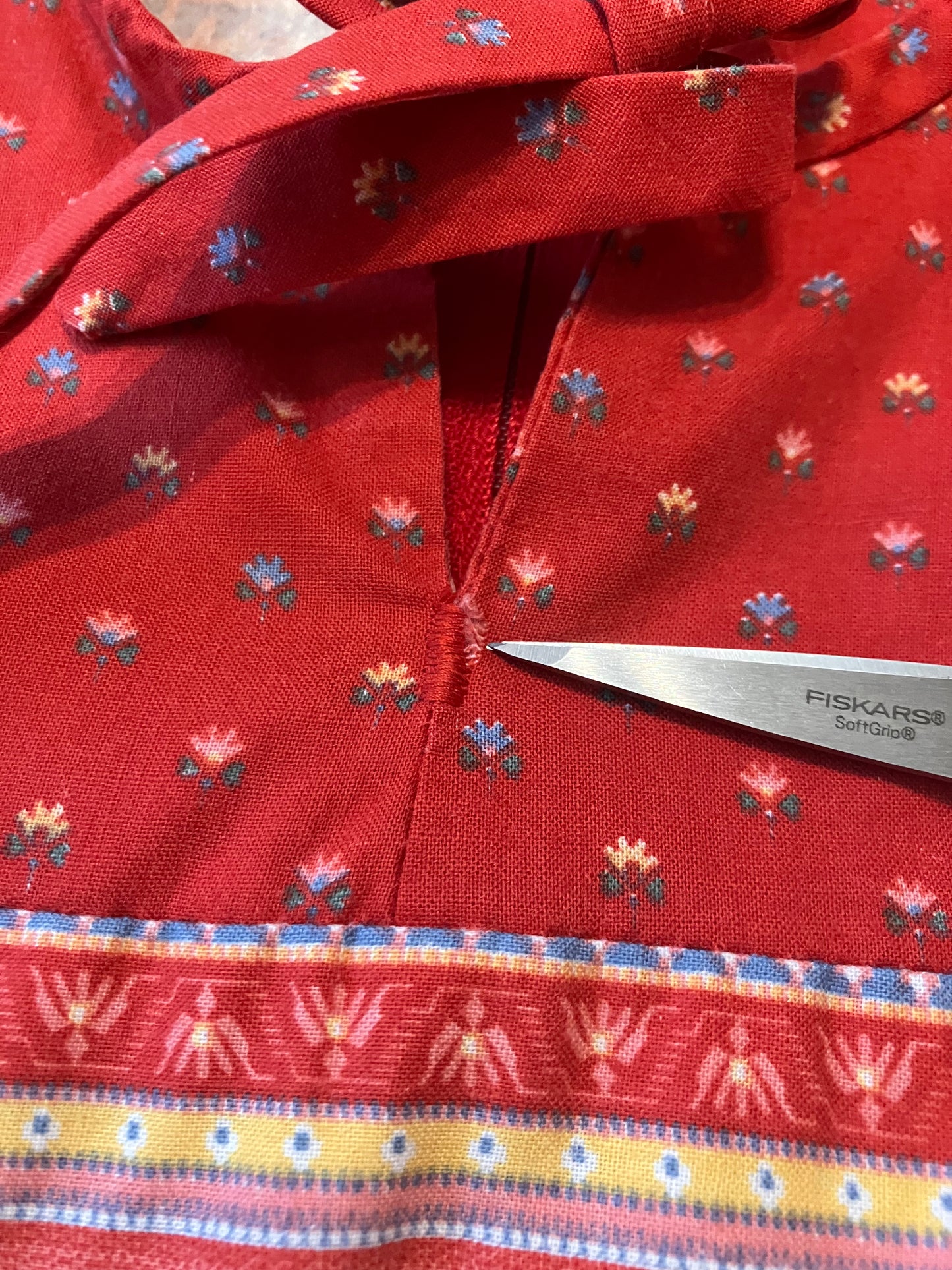 70's Vintage Brimell London Red Green Yellow Blue Calico Stripe Prairie Tent Midi Dress