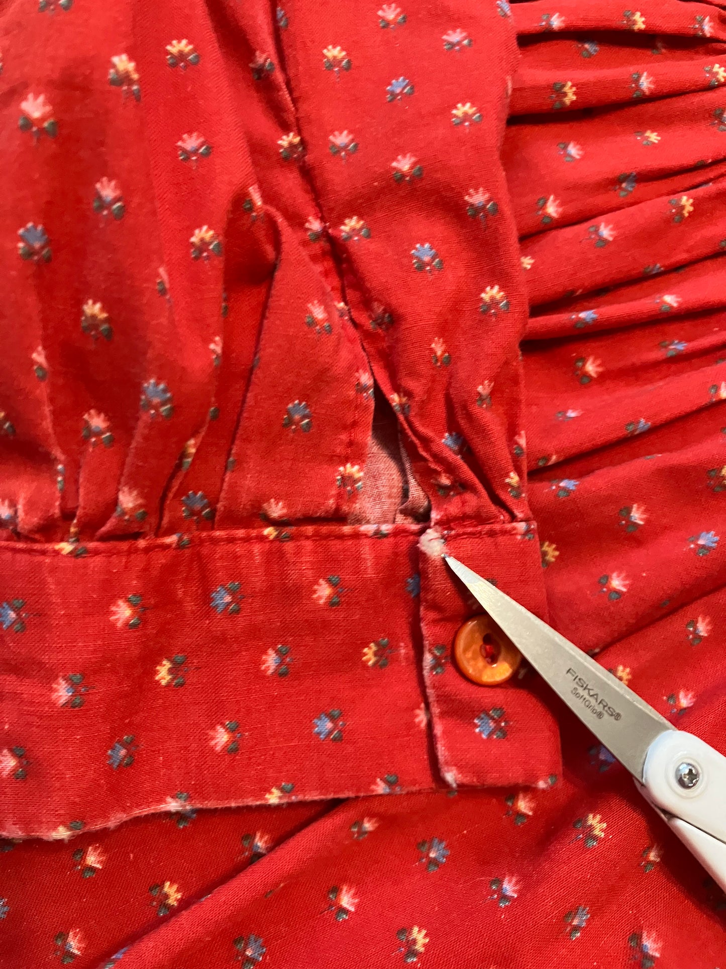 70's Vintage Brimell London Red Green Yellow Blue Calico Stripe Prairie Tent Midi Dress