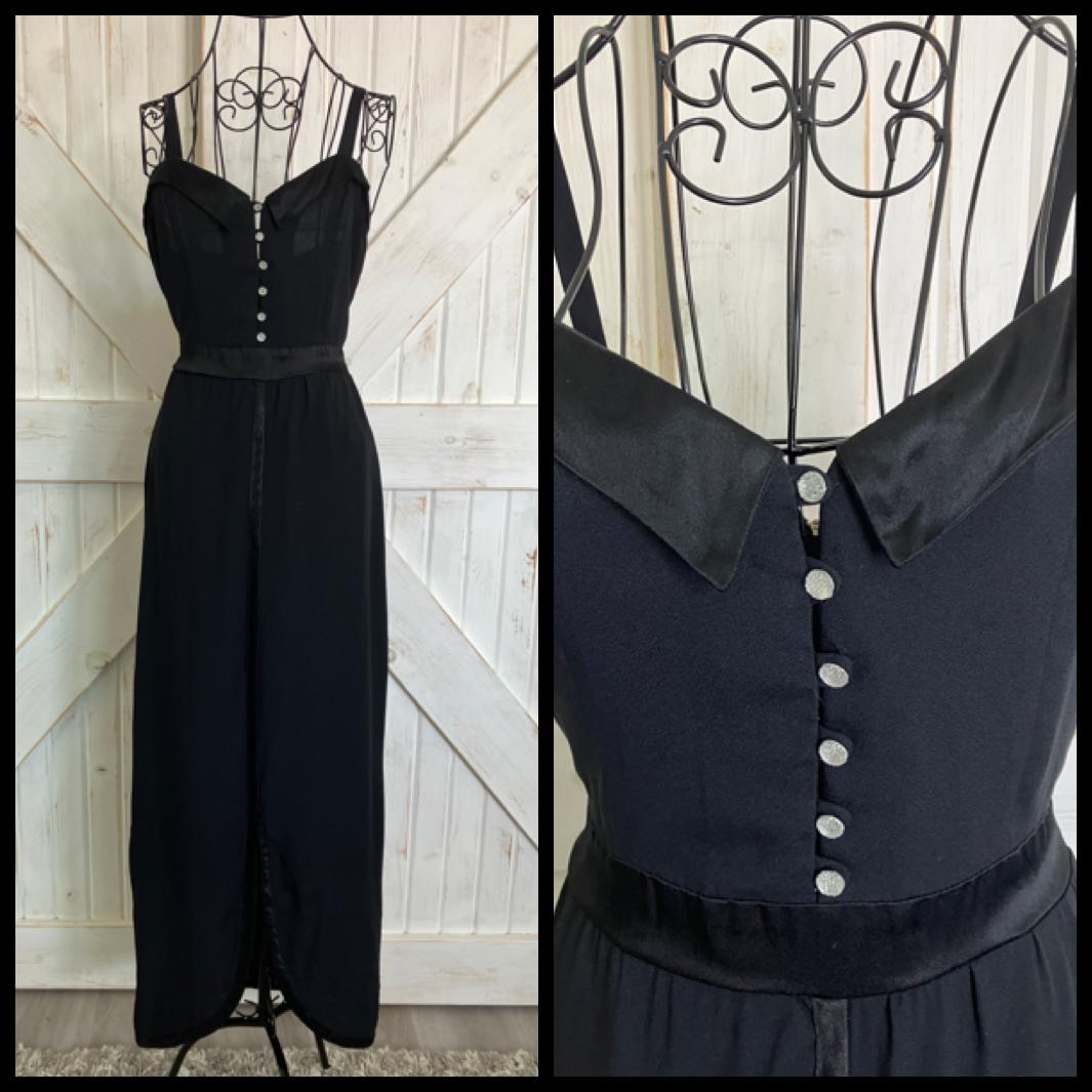 70's Vintage Gunne Sax Black Sexy Cocktail Party Witchy Goth Sundress Maxi Dress 9