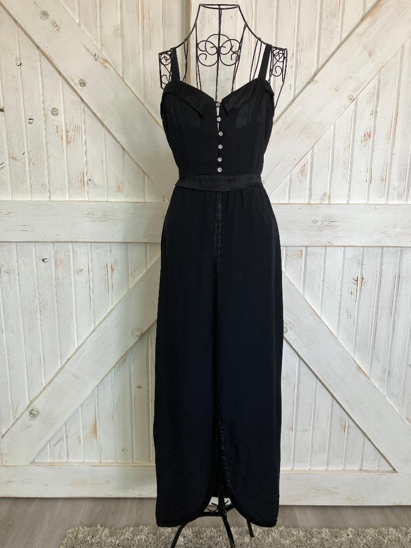 70's Vintage Gunne Sax Black Sexy Cocktail Party Witchy Goth Sundress Maxi Dress 9