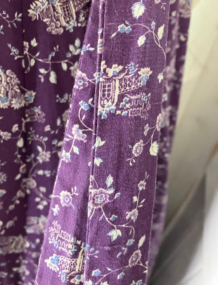 70's Vintage Gunne Sax Purple White Blue Floral Vine Church Town House on Hill Novelty Prairie Maxi Dress