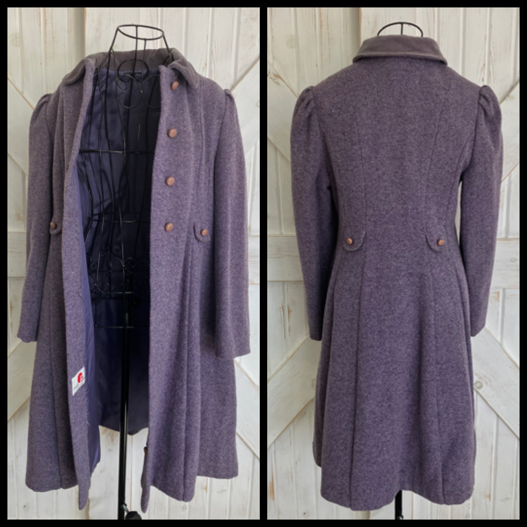 60's Vintage FW Fischer Purple Tweed Mod Mad Men Peacoat Coat