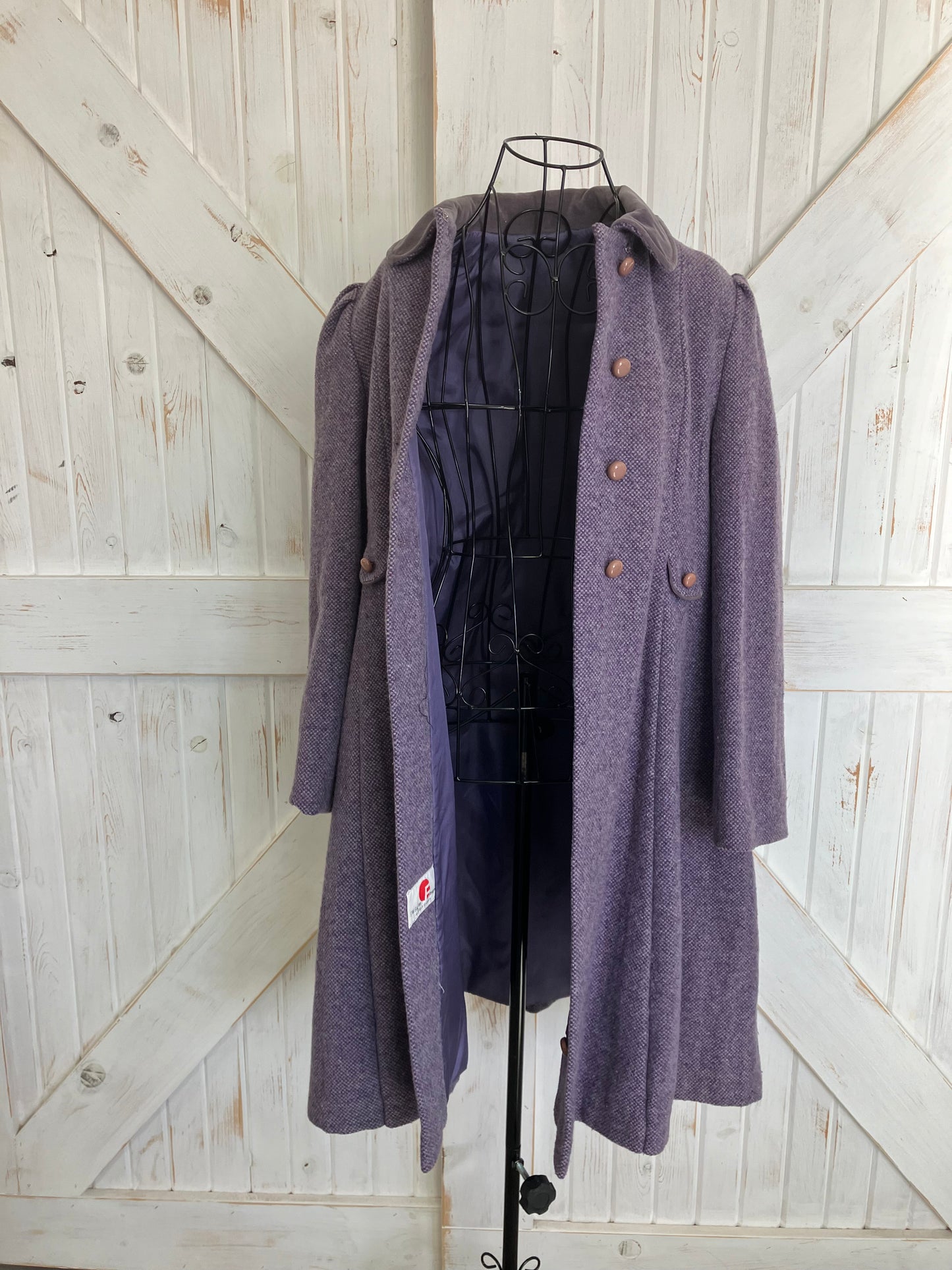 60's Vintage FW Fischer Purple Tweed Mod Mad Men Peacoat Coat