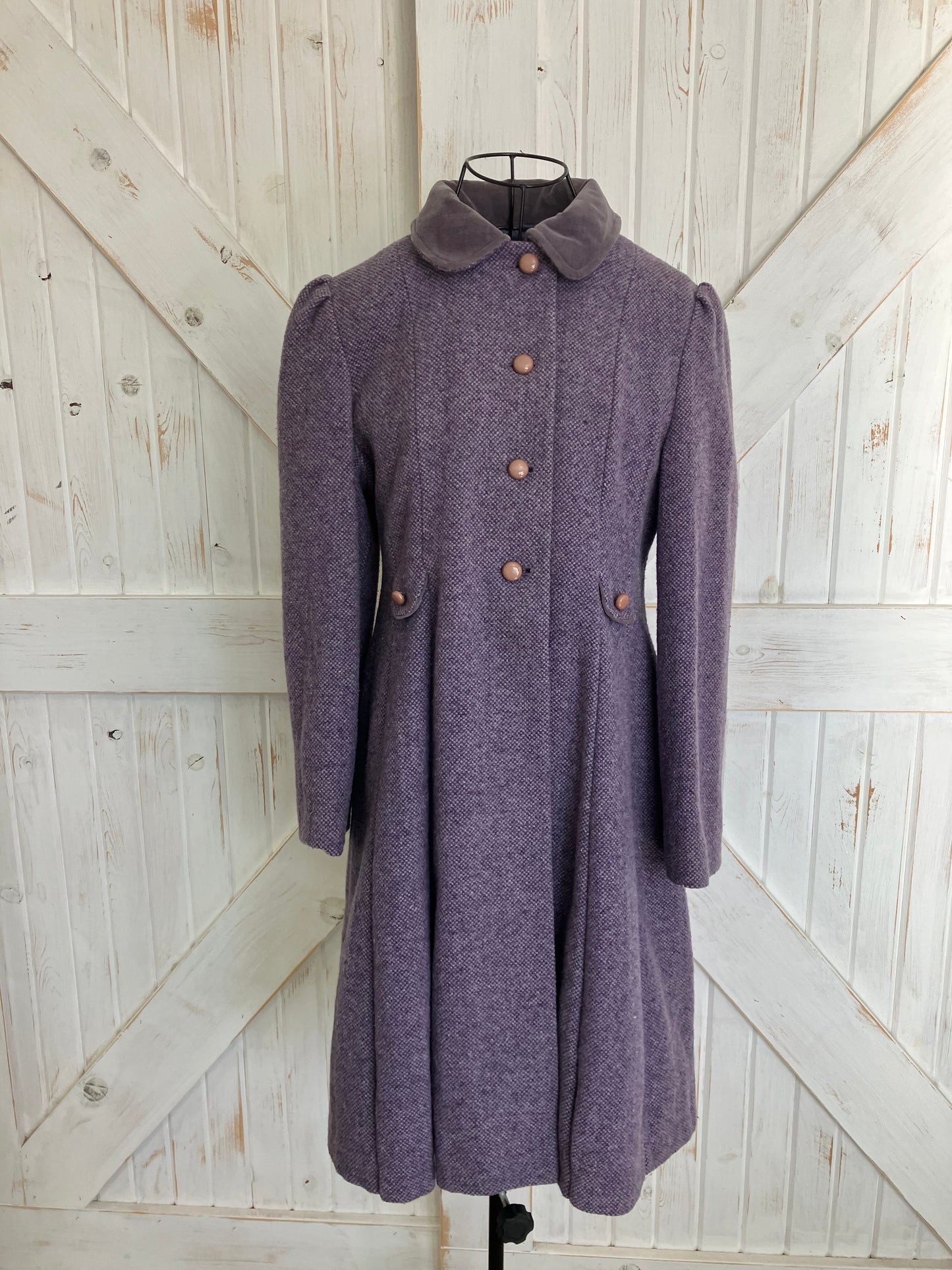 60's Vintage FW Fischer Purple Tweed Mod Mad Men Peacoat Coat