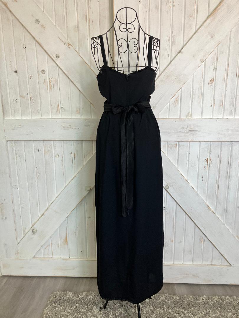 70's Vintage Gunne Sax Black Sexy Cocktail Party Witchy Goth Sundress Maxi Dress 9