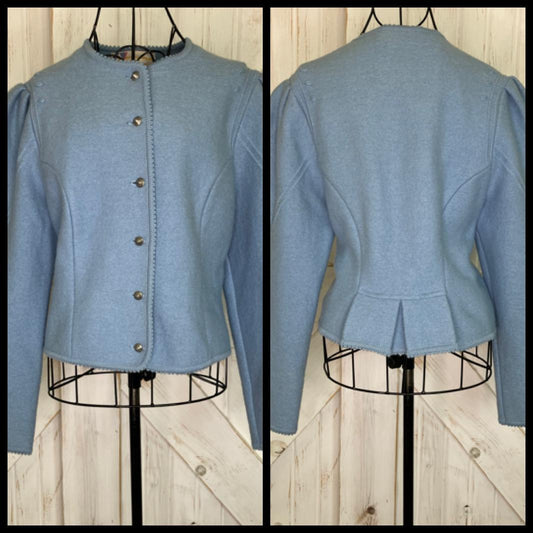 80's Vintage Kitz Pichler Tyrol Austria Pure Wool Blue Cardigan Sweater Top
