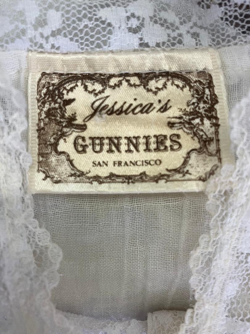 70's Vintage Gunne Sax Jessica's Gunnies Ivory Lace Crinkle Cotton Victorian Top Blouse