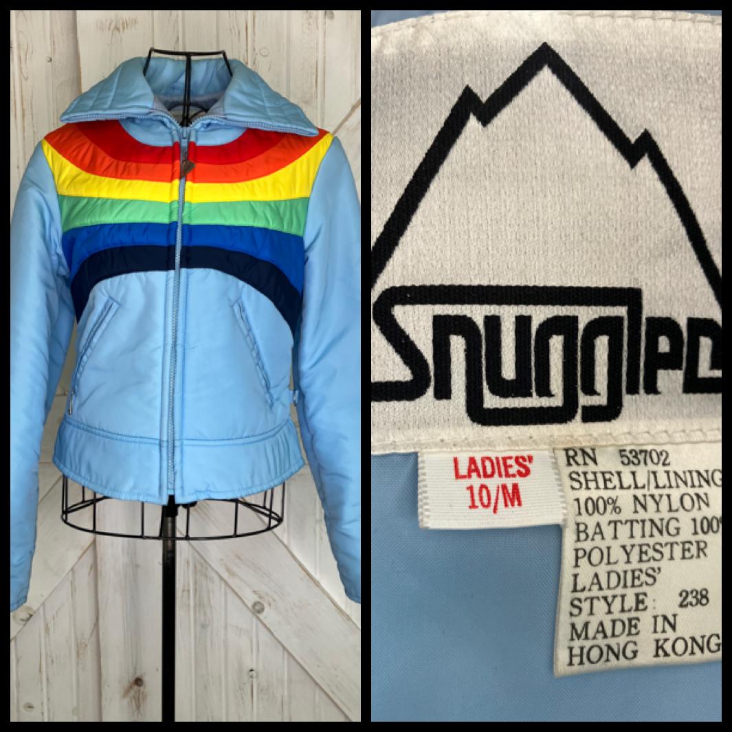 70's Vintage Sunggler Blue Rainbow Ski Snowboard Snow Winter Jacket Coat