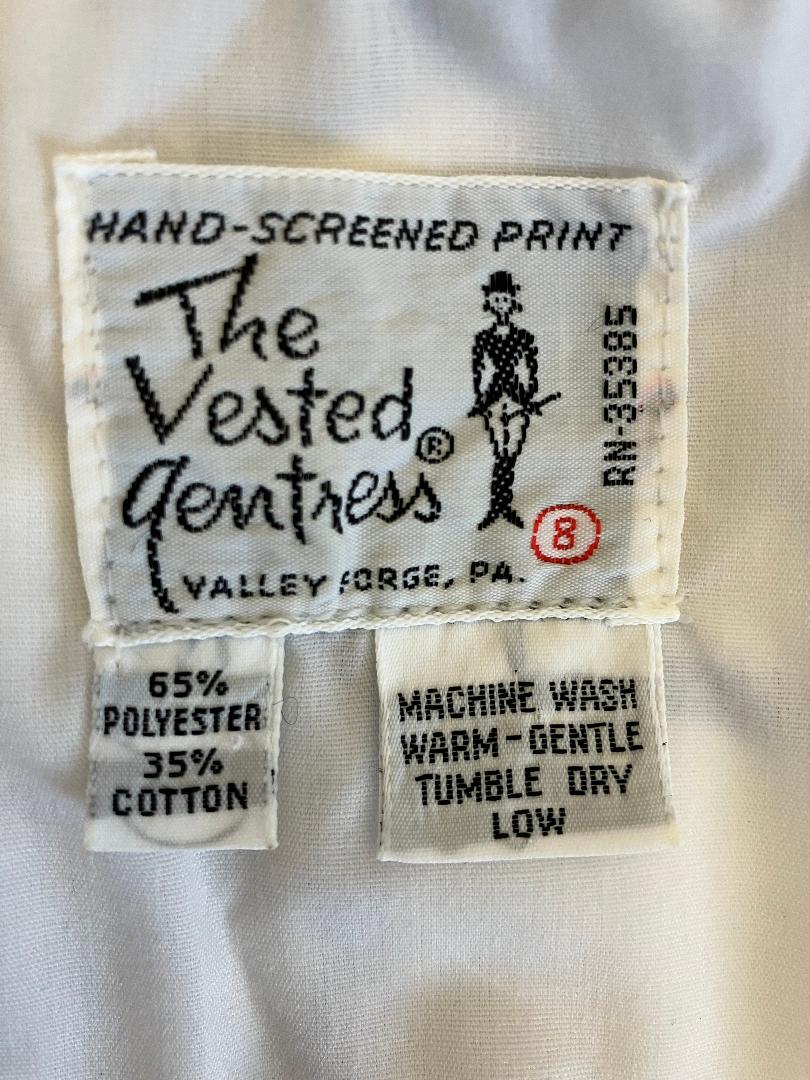 70's Vintage The Vested Gentress White Blue Briney Nautical Captain Dog Newfoundland Midi Dress