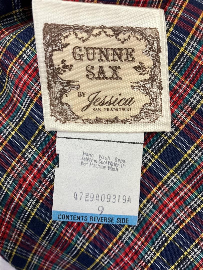70's Vintage Gunne Sax Red Blue Green Yellow White Purple Tartan Plaid Prairie Midi Sundress Dress 9