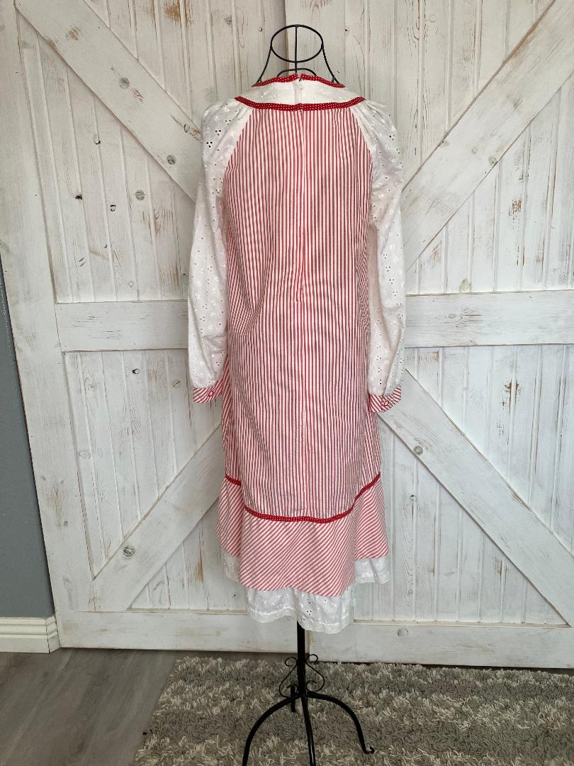 70's Vintage Jody T California Red White Candy Stripe Prairie Gunne Sax STYLE Tent Midi Dress