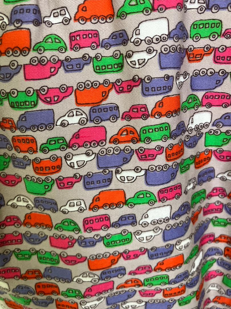 70's Vintage Malia Honolulu Hawaiian Gray Rainbow Cars Novelty Print Midi Sundress Dress