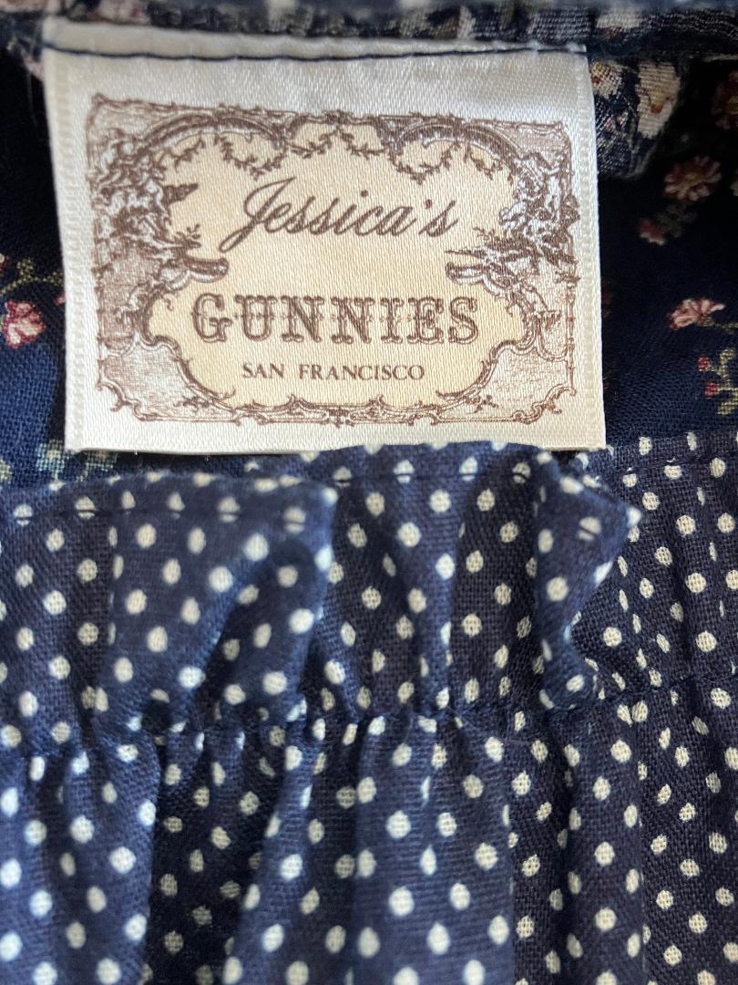 70's Vintage Gunne Sax Jessica's Gunnies Blue Purple Pink Calico White Polka Dot Prairie Midi Skirt