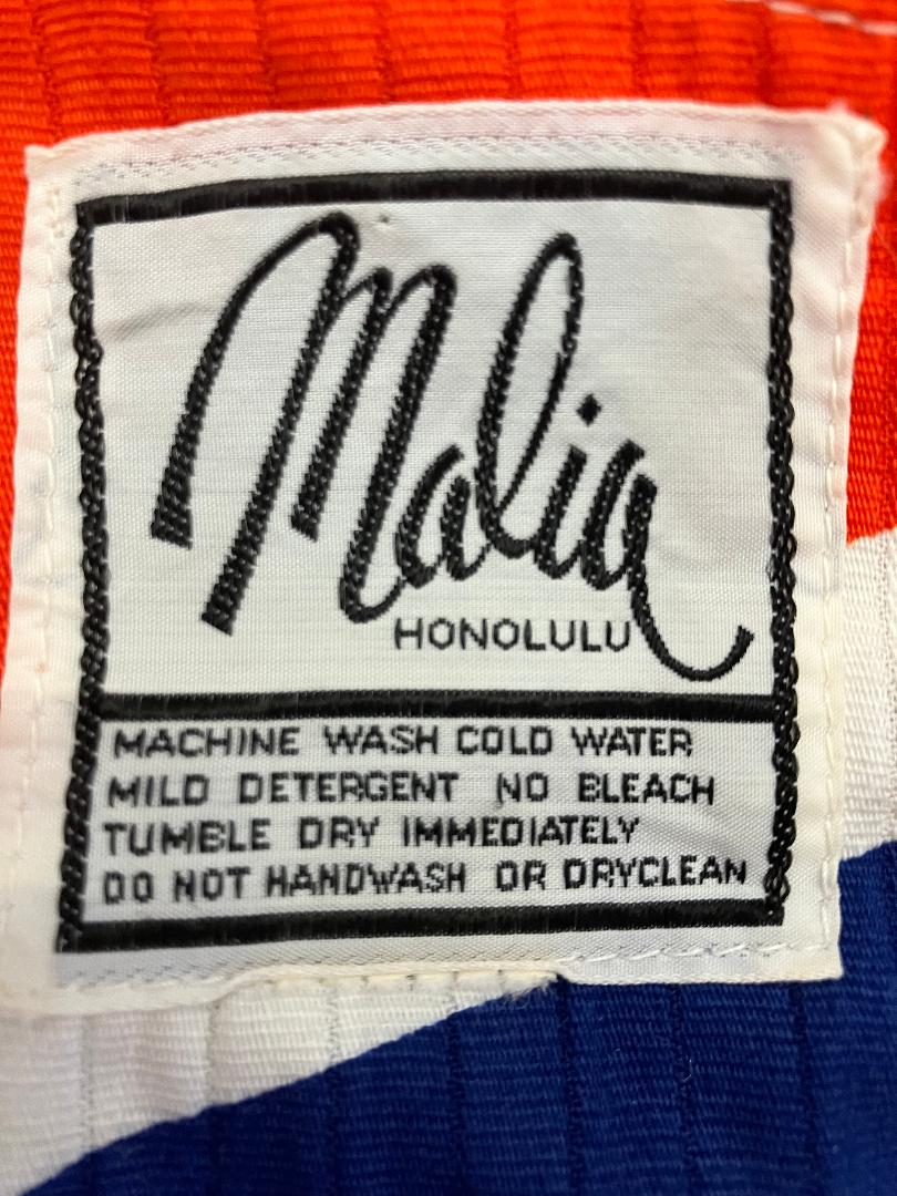 70's Vintage Malia Honolulu Hawaiian Red Orange Blue Purple Yellow Rainbow Atomic Wrap Halter Sundress Mini Dress