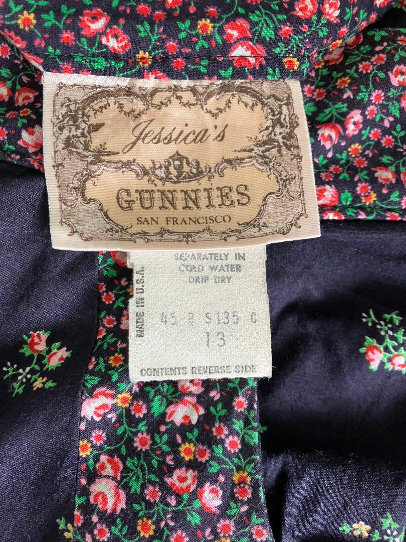 70's Vintage Gunne Sax Jessica's Gunnies Blue Pink Green Calico Prairie Skirt 13 *WOUNDED BIRD