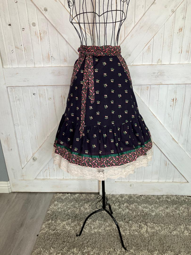 70's Vintage Gunne Sax Jessica's Gunnies Blue Pink Green Calico Prairie Skirt 13 *WOUNDED BIRD