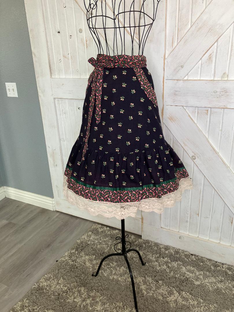 70's Vintage Gunne Sax Jessica's Gunnies Blue Pink Green Calico Prairie Skirt 13 *WOUNDED BIRD