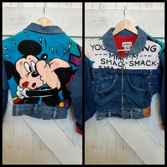 KIDS 90's Vintage Guetta Brothers Too Cute x Disney Mickey & Co Minnie Denim Terry Jacket