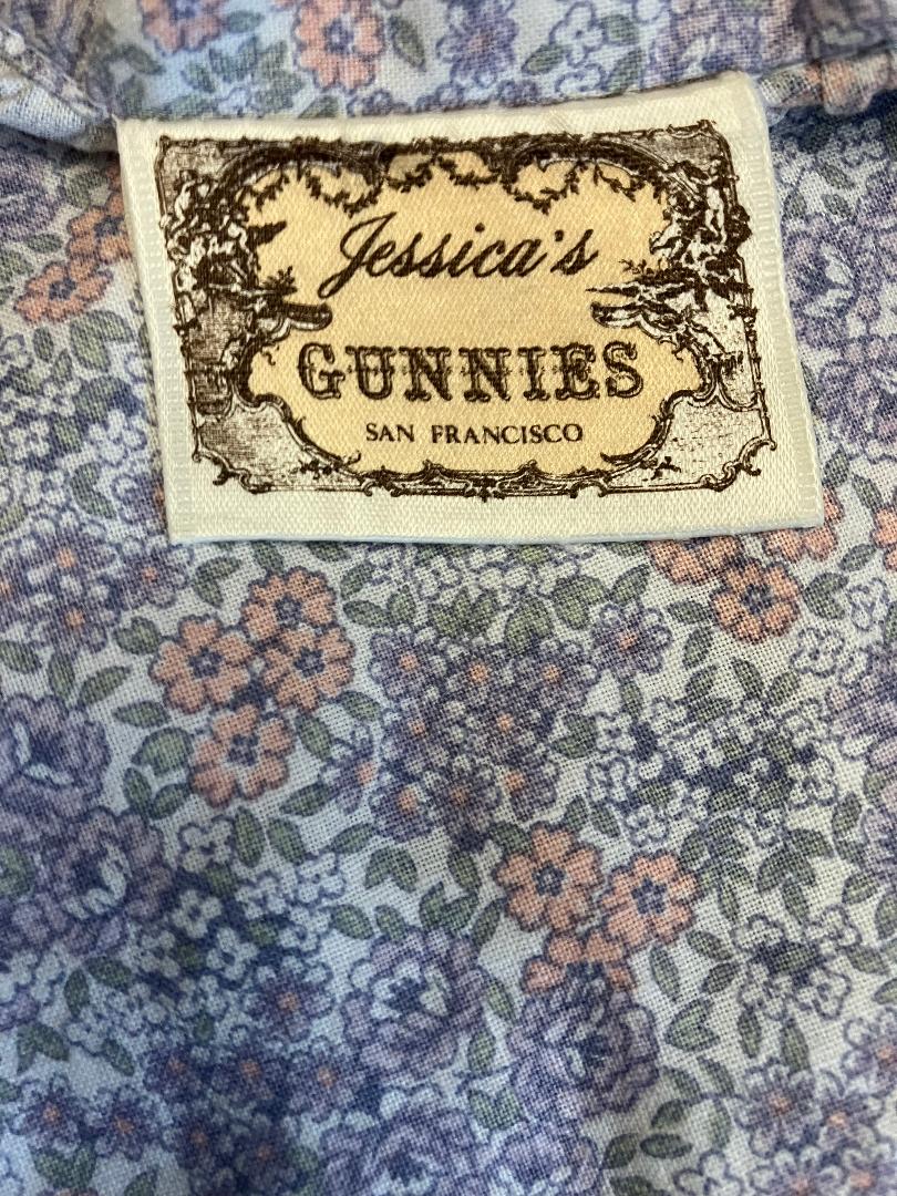 70's Vintage Gunne Sax Jessica's Gunnies Purple Pink White Calico Floral Prairie Midi Skirt