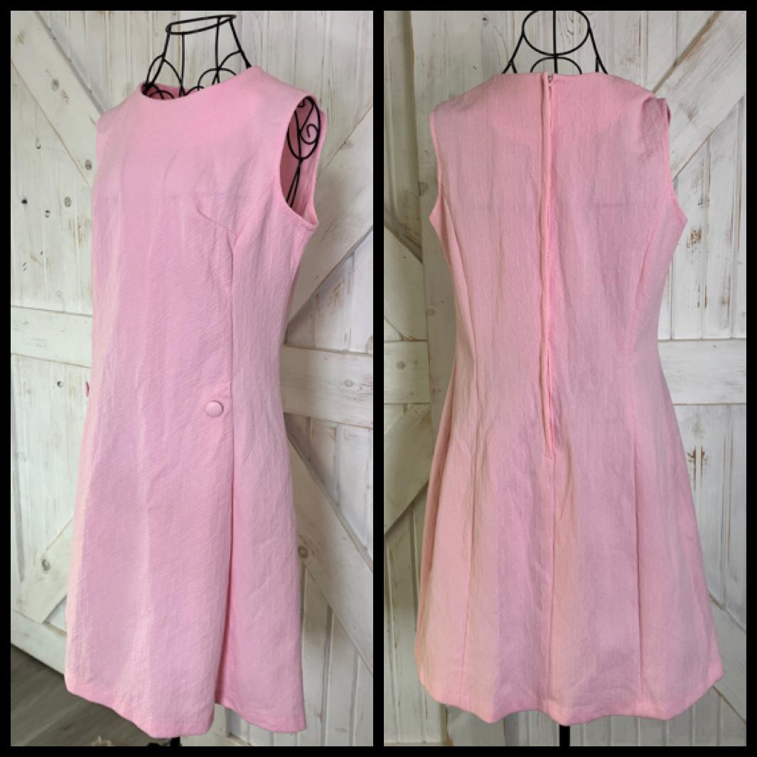 60's Vintage Pink Marsha Twiggy Scooter Mod Mini Dress