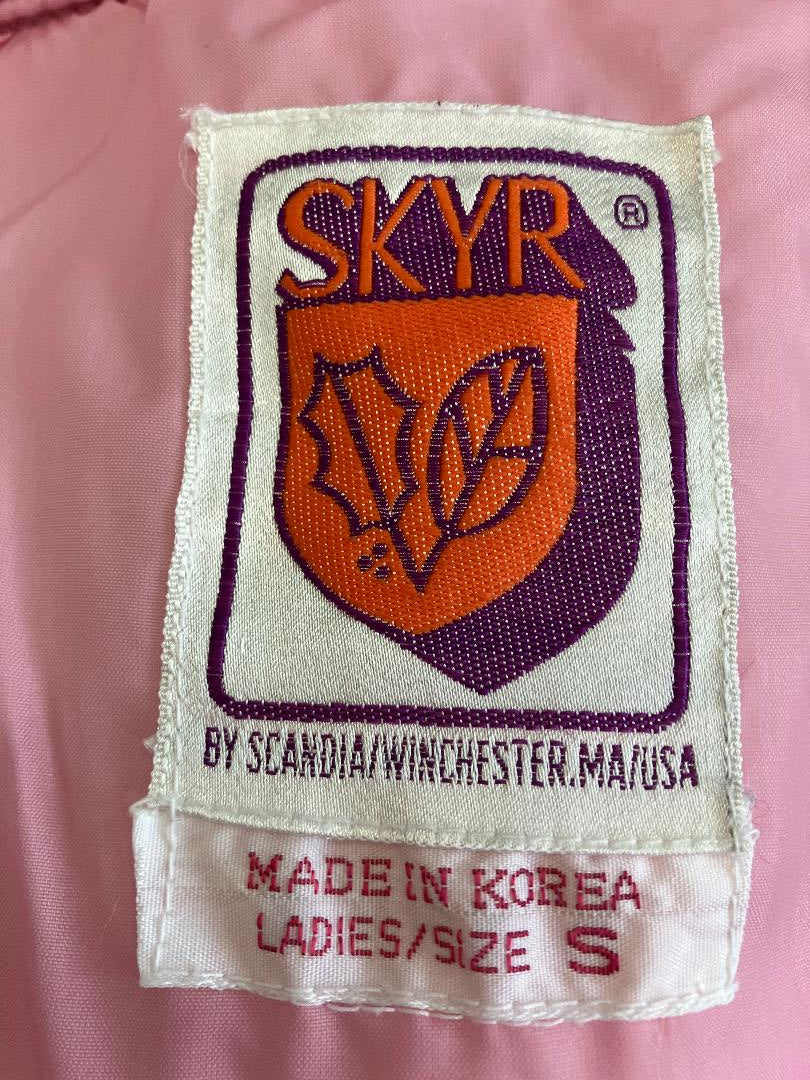 80's Vintage Skyr Pink White Stripe Ski Snowboard Winter Puffer Jacket Coat