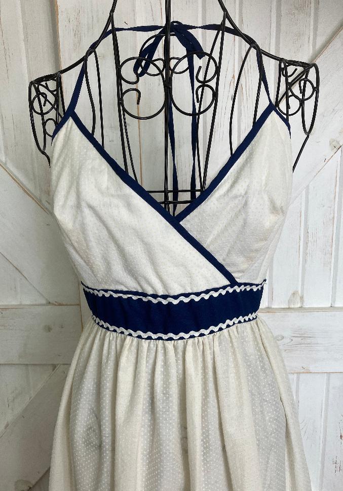 70's Vintage Jerell of Texas Red White Blue Bandana Western Prairie Halter Maxi Sundress Dress