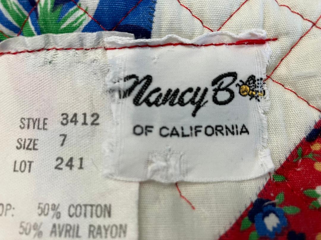 70's Vintage Nancy B of California White Rainbow Quilted Patchwork Calico Pinwheel Prairie Hippie Maxi Sundress Dress