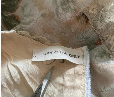 70's Vintage White Green Peach Floral Gunne Sax STYLE Prairie Angel Bell Sleeve Stevie Boho Maxi Dress *WOUNDED BIRD